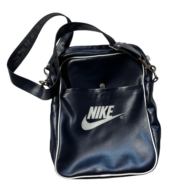 Nike Bags Vintage Nike Retro Navy Blue Messenger Flight Satchel Bag